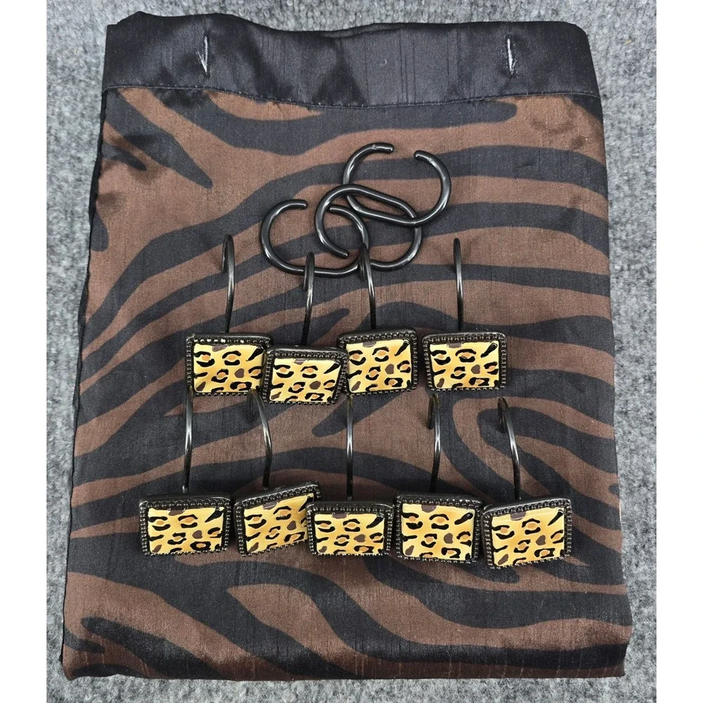 Better Homes Shower Curtain Animal Print Patchwork Safari Boho Chic Hooks 72x72